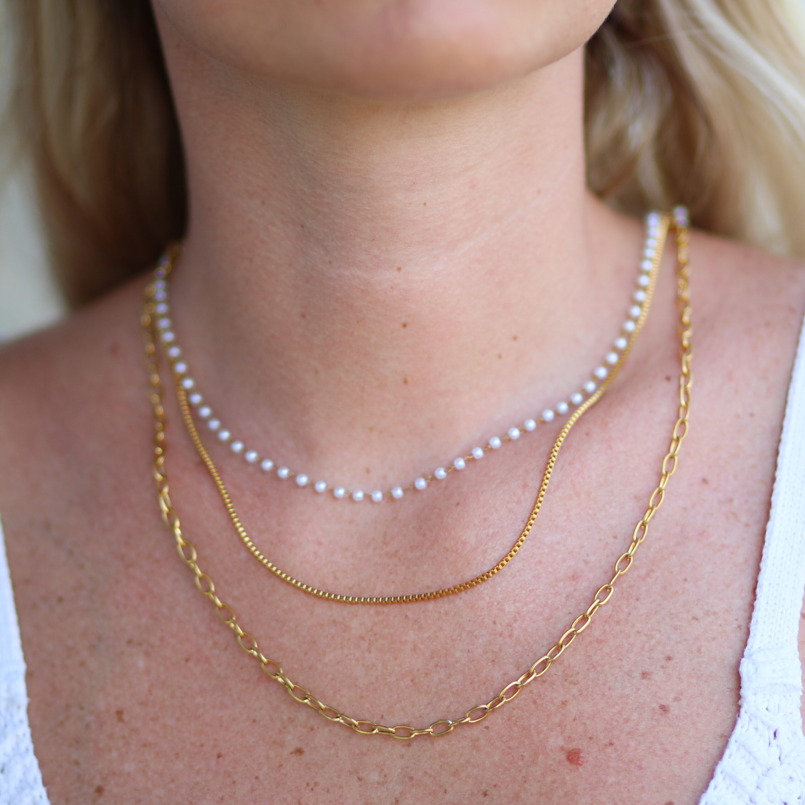 triple pearl necklace for women - cleo jewelry