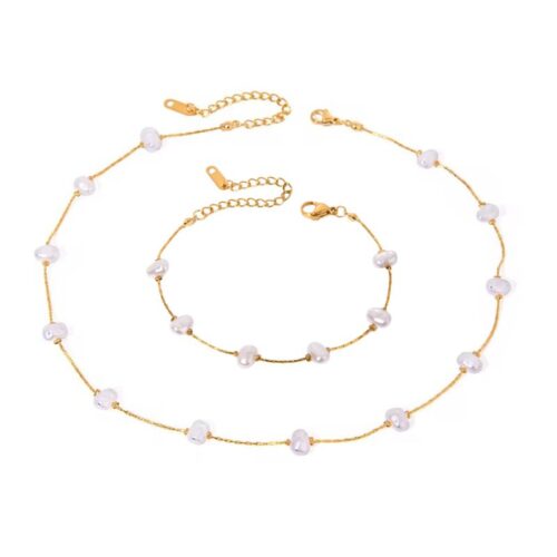 Ariel Pearly Set (Bracelet & Necklace) for Women - Cleo Jewelry
