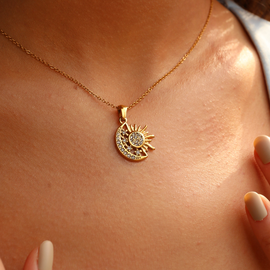Sun moon necklace for women - cleo jewelry